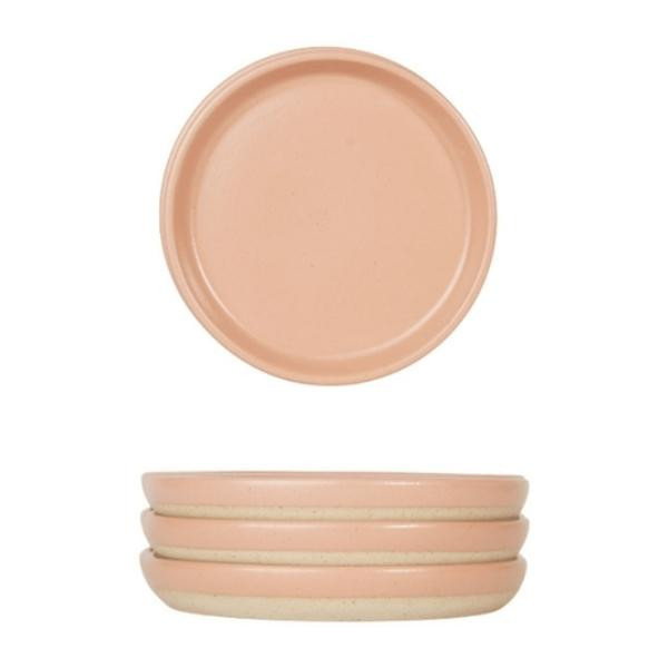 Assiettes à dessert céramique recyclée pêche, lot de 4 | Woodely
