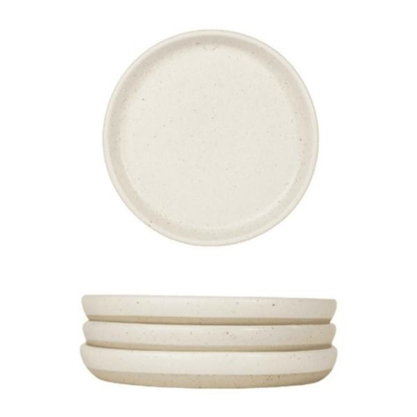 Assiettes à dessert céramique recyclée blanches, lot de 4 | Woodely