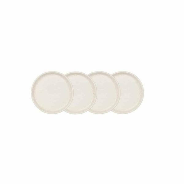 Assiettes à dessert céramique recyclée blanches, lot de 4 | Woodely