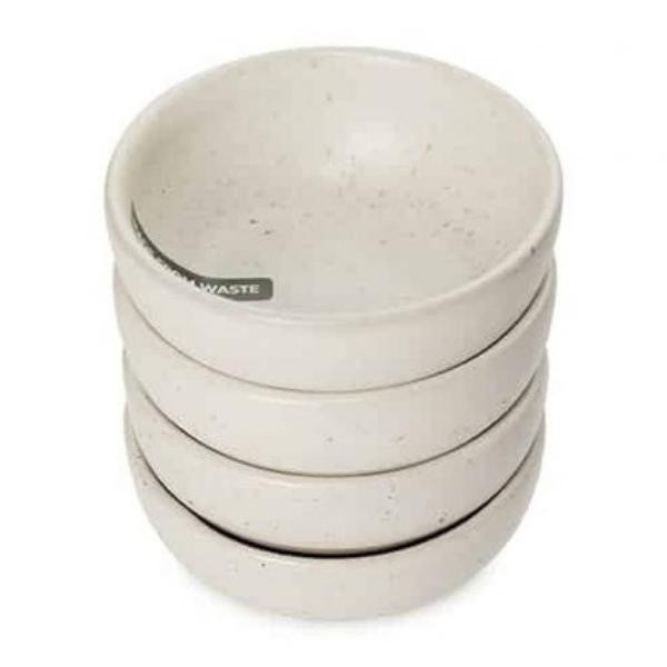 Petits bols en céramique recyclée blancs, lot de 4 | Woodely