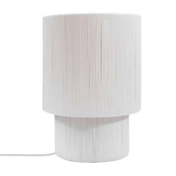 Lampe à poser Tube en plastique recyclé blanc cassé | Woodely