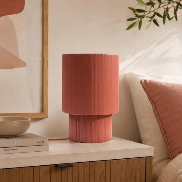 Lampe à poser Tube en plastique recyclé terracotta | Woodely