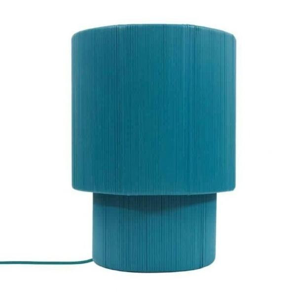 Lampe à poser Tube en plastique recyclé vert d'eau | Woodely