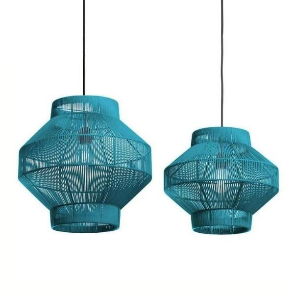 Suspension Lampion n° 2 recyclée vert d'eau taille S | Woodely