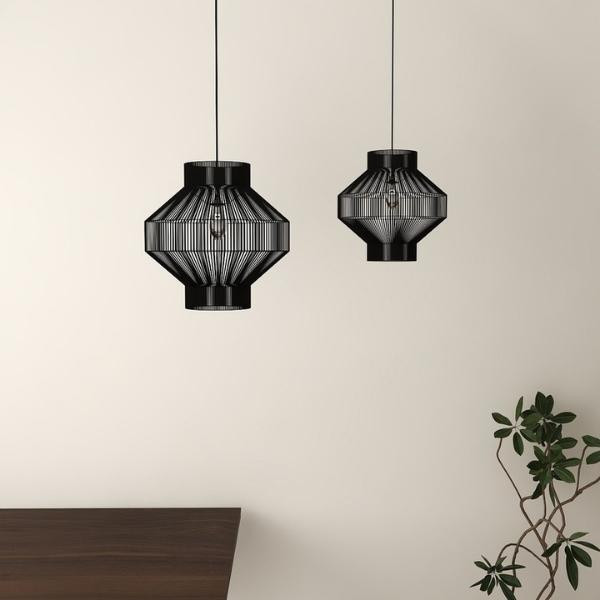 Suspension Lampion n° 2 recyclée anthracite taille M | Woodely