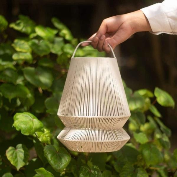 Lanterne Lampion Carry-on recyclée gris clair | Woodely