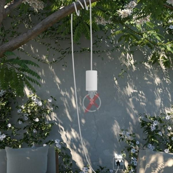 Câble textile extérieur blanc pour luminaire | Woodely
