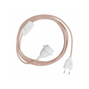 Câble textile avec interrupteur rose poudré pour lampe | Woodely