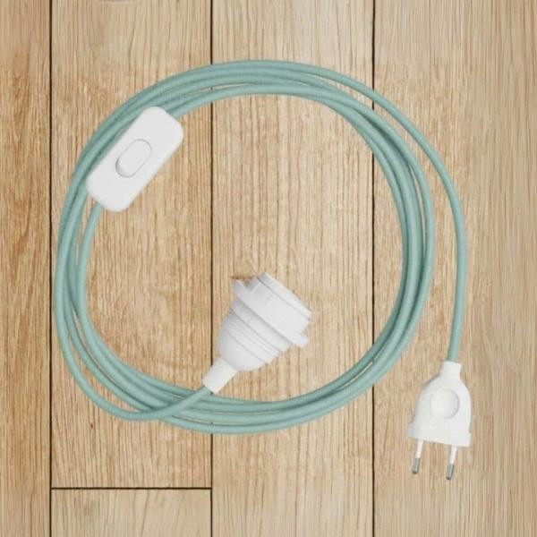 Câble textile avec interrupteur vert pour lampe | Woodely