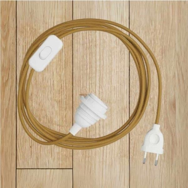 Câble textile avec interrupteur miel pour lampe | Woodely