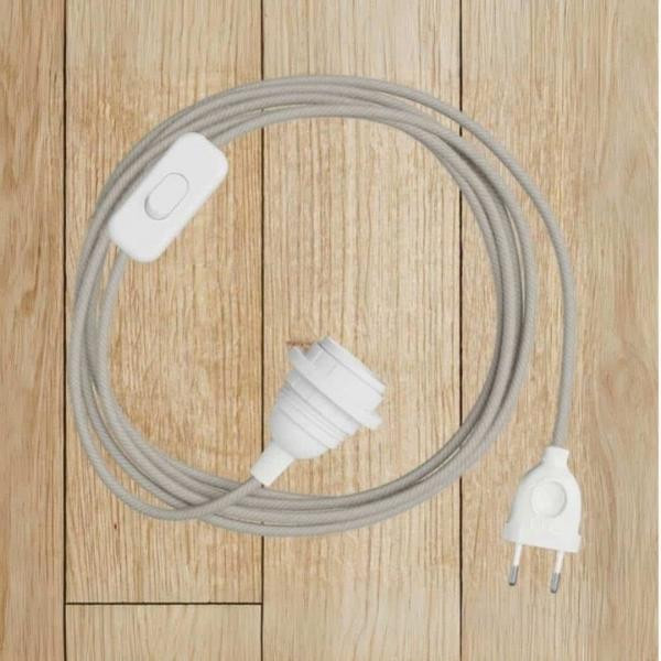 Câble textile avec interrupteur gris pour lampe | Woodely