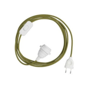 Câble textile avec interrupteur vert mousse pour lampe | Woodely