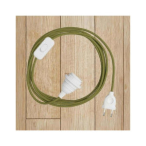 Câble textile avec interrupteur vert mousse pour lampe | Woodely