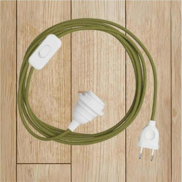 Câble textile avec interrupteur vert mousse pour lampe | Woodely