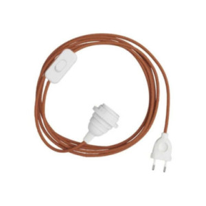 Câble textile avec interrupteur terracotta pour lampe | Woodely