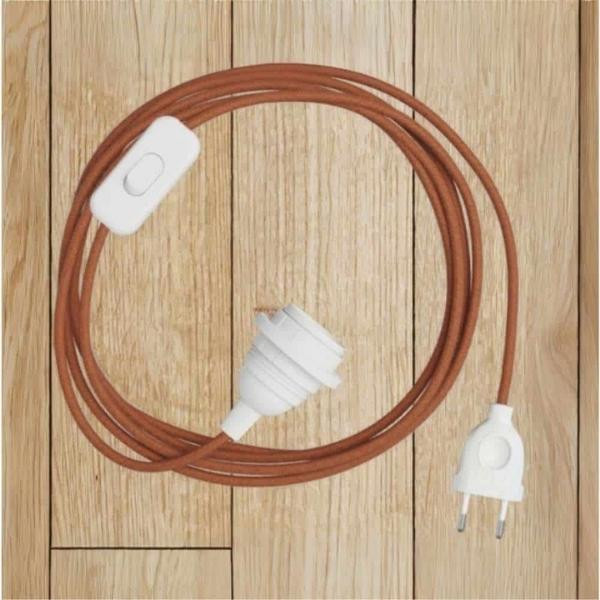 Câble textile avec interrupteur terracotta pour lampe | Woodely