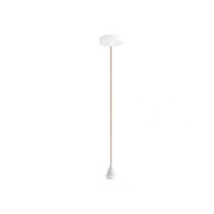 Câble textile avec rosace pour suspension rose poudré | Woodely