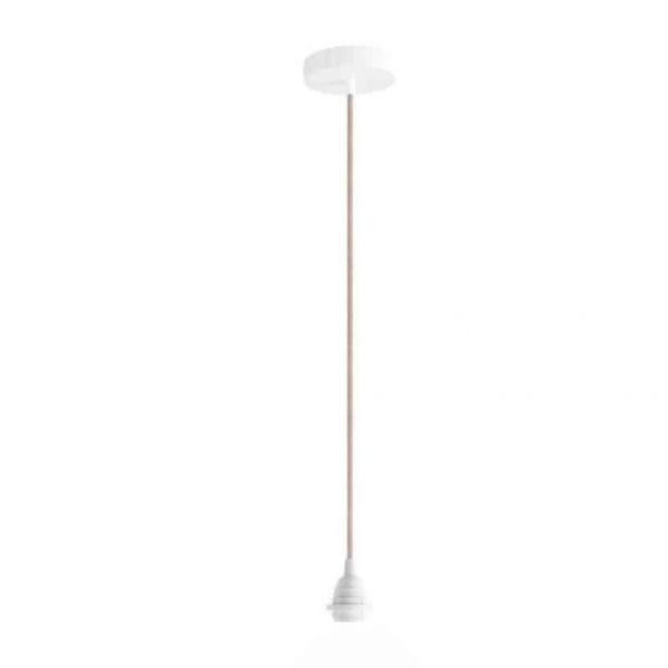 Câble textile avec rosace pour suspension rose poudré | Woodely