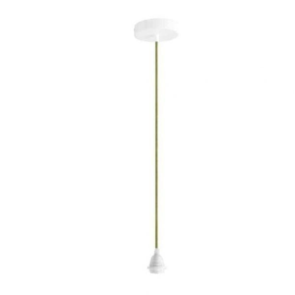 Câble textile avec rosace pour suspension vert mousse | Woodely