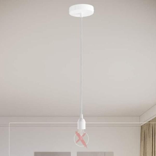 Câble textile avec rosace pour suspension blanc | Woodely