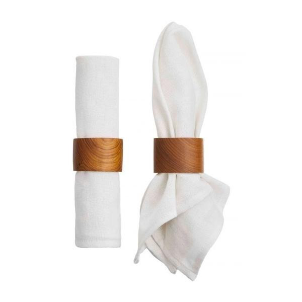 Rond de serviette Tube en teck recyclé | Woodely