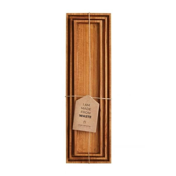 Plateaux rectangulaires en teck recyclé lot de 3 | Woodely
