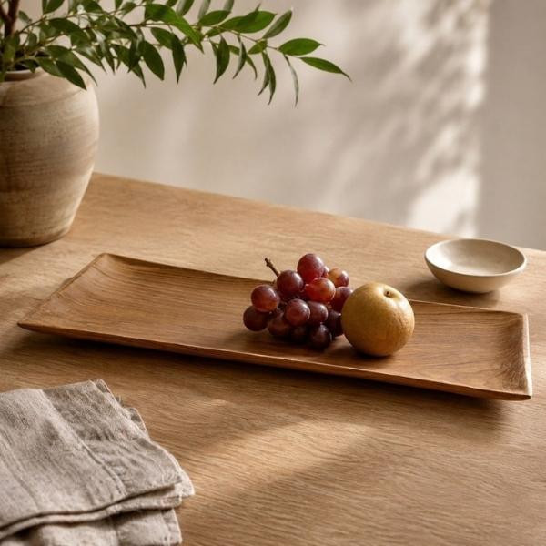 Plateau plat en racine de teck M | Woodely