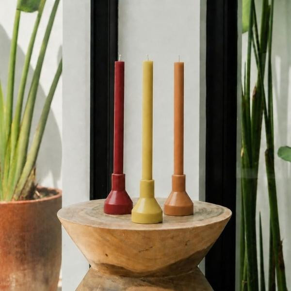 Bougie avec bougeoir Rouge chaud | Woodely