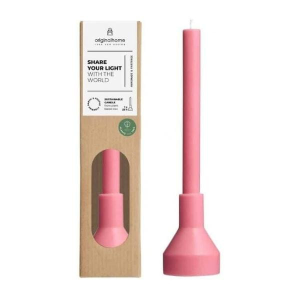 Bougie avec bougeoir Rose | Woodely