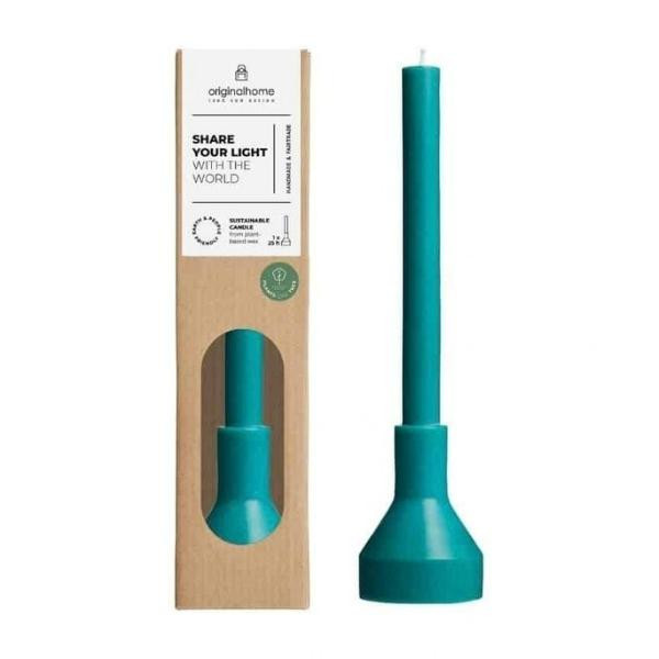 Bougie avec bougeoir Turquoise vif | Woodely