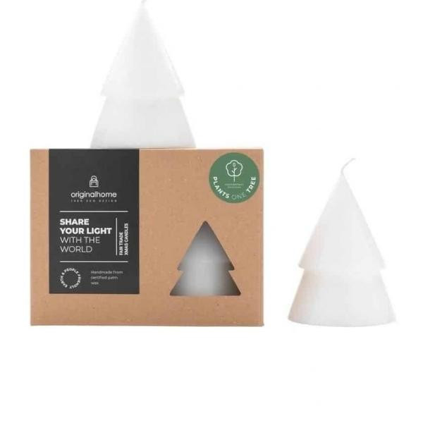 Bougie sapin Blanc M lot de 2 | Woodely