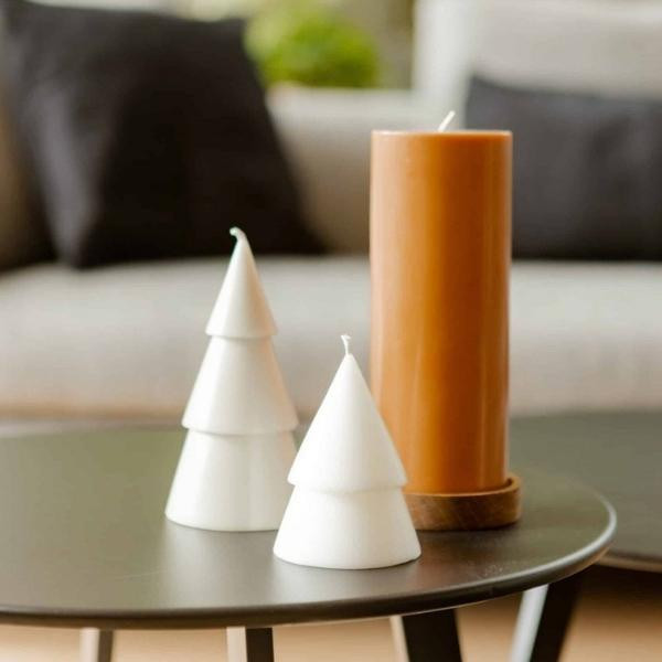 Bougie sapin Blanc M lot de 2 | Woodely