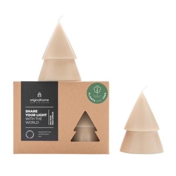 Bougie sapin Beige M lot de 2 | Woodely