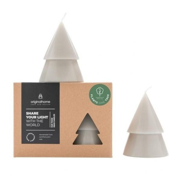 Bougie sapin Gris clair M lot de 2 | Woodely