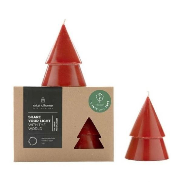 Bougie sapin Rouge chaud M lot de 2 | Woodely