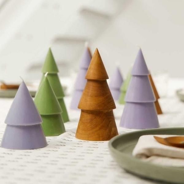 Bougie sapin Violet M lot de 2 | Woodely