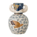 Vase Hezha Grès Bleu Oiseau | Bloomingville
