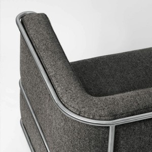 Laine Grise et structure en acier, fauteuil 1 place Kristina Dam