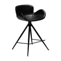 Tabouret de bar mi-hauteur GAIA simili cuir Noir vintage | Dan-Form