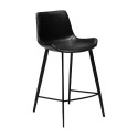 Tabouret de bar mi-hauteur HYPE simili cuir Noir vintage | Dan-Form