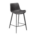 Tabouret de bar mi-hauteur HYPE simili cuir Gris vintage | Dan-Form