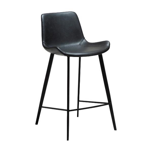 Tabouret de bar mi-hauteur HYPE simili cuir Noir corbeau | Dan-Form