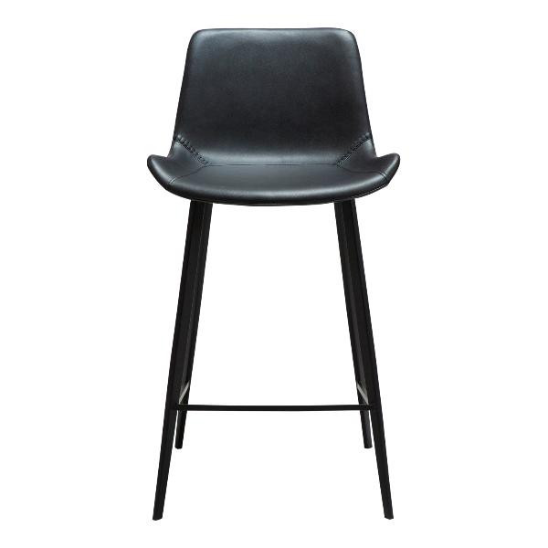 Tabouret de bar mi-hauteur HYPE simili cuir Noir corbeau | Dan-Form