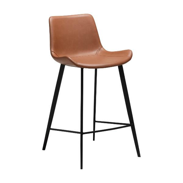 Tabouret de bar mi-hauteur HYPE simili cuir Cognac | Dan-Form