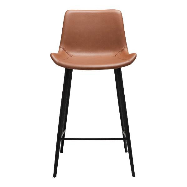 Tabouret de bar mi-hauteur HYPE simili cuir Cognac | Dan-Form