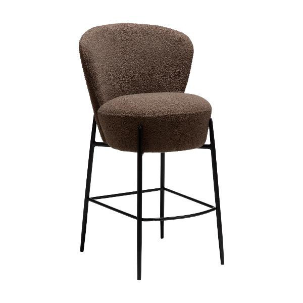 Tabouret de bar mi-hauteur ORBIT bouclé recyclé Marron | Dan-Form