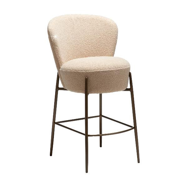 Tabouret de bar mi-hauteur ORBIT bouclé recyclé Amande | Dan-Form