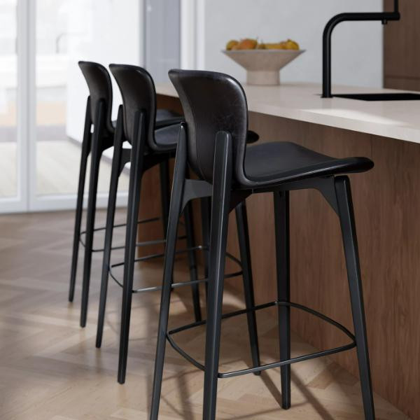 Tabouret de bar mi-hauteur PARAGON bouclé Gris galet | Dan-Form