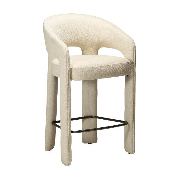 Tabouret de bar mi-hauteur SPLENDOR bouclé Beige | Dan-Form | Woodely