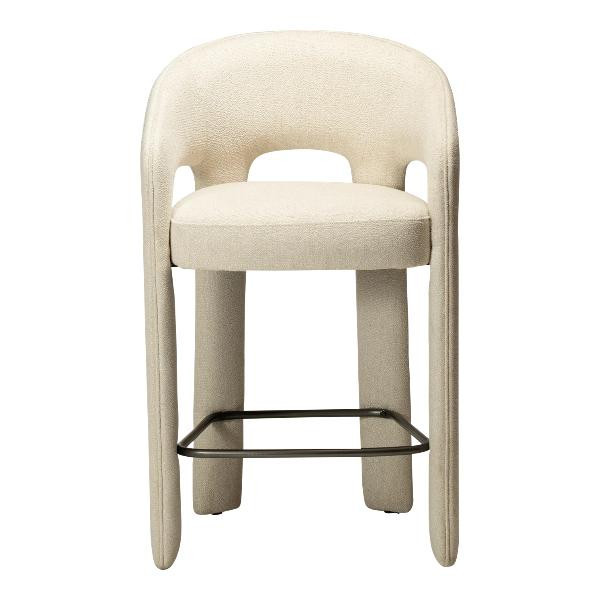 Tabouret de bar mi-hauteur SPLENDOR bouclé Beige | Dan-Form | Woodely